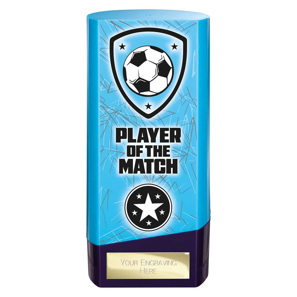 Prime Player of the Match Football Trophy (Blue/Purple)