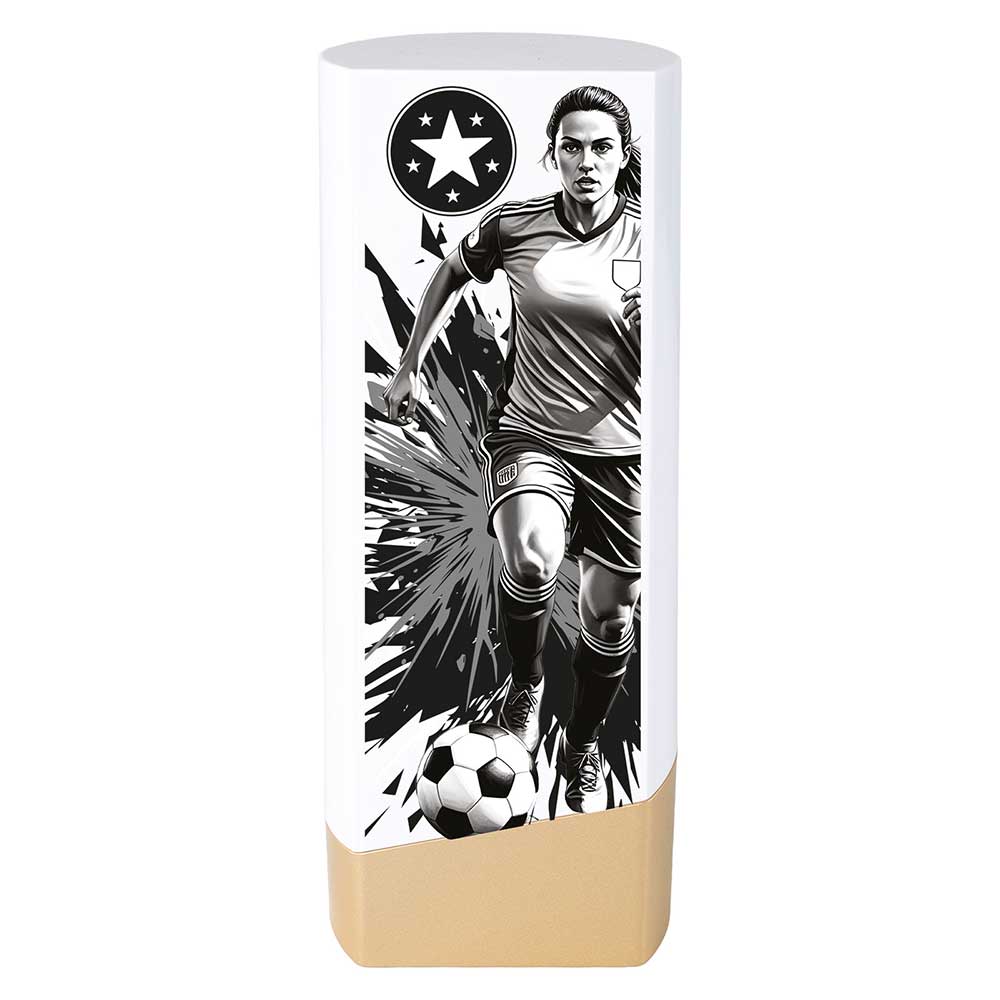 Prime Womens Football Trophy (White & Gold)