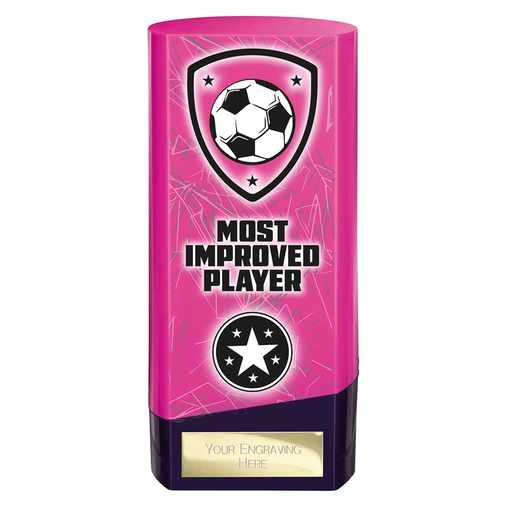 Prime Most Improved Player Football Trophy (Pink/Purple)