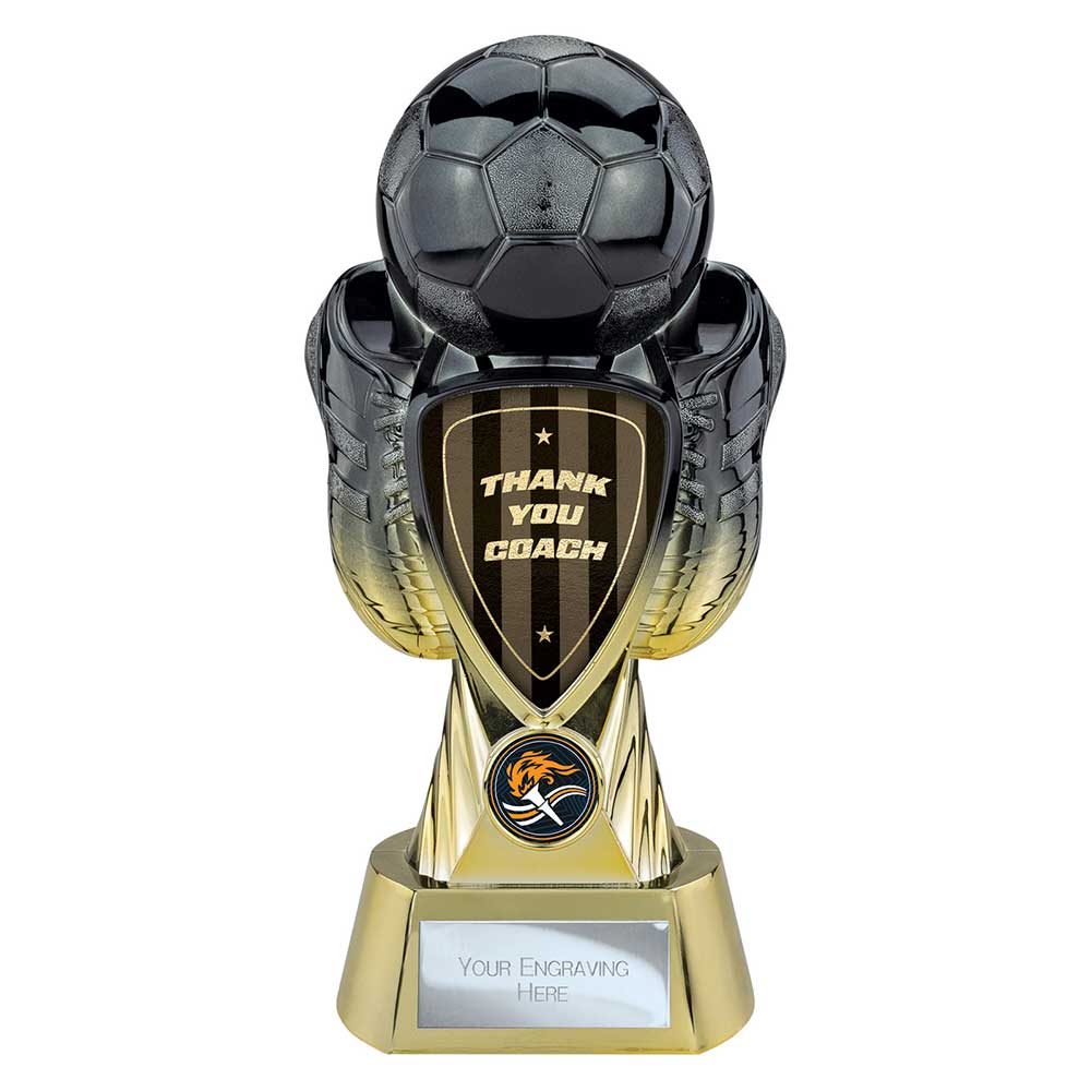 Tournament Football Trophy - Thank You Coach (Gold & Black)