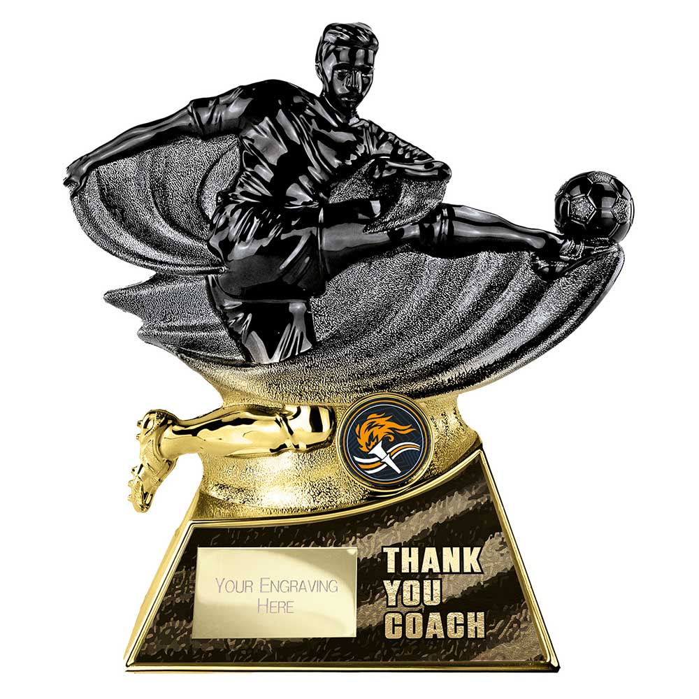 Power Strike Football Trophy - Thank You Coach (Gold & Black)