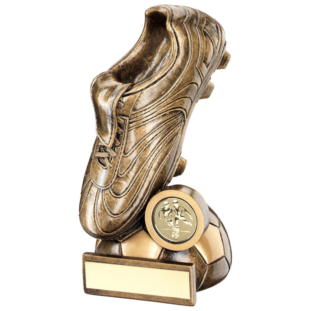 Football Boot On Half Ball Base Trophy - 7.5in (CLEARANCE)