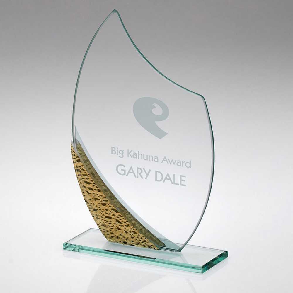 Glass Award with Gold Texture Pattern