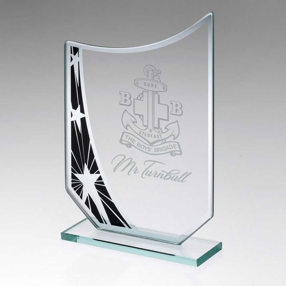 Glass Shield Award with Silver Star Print