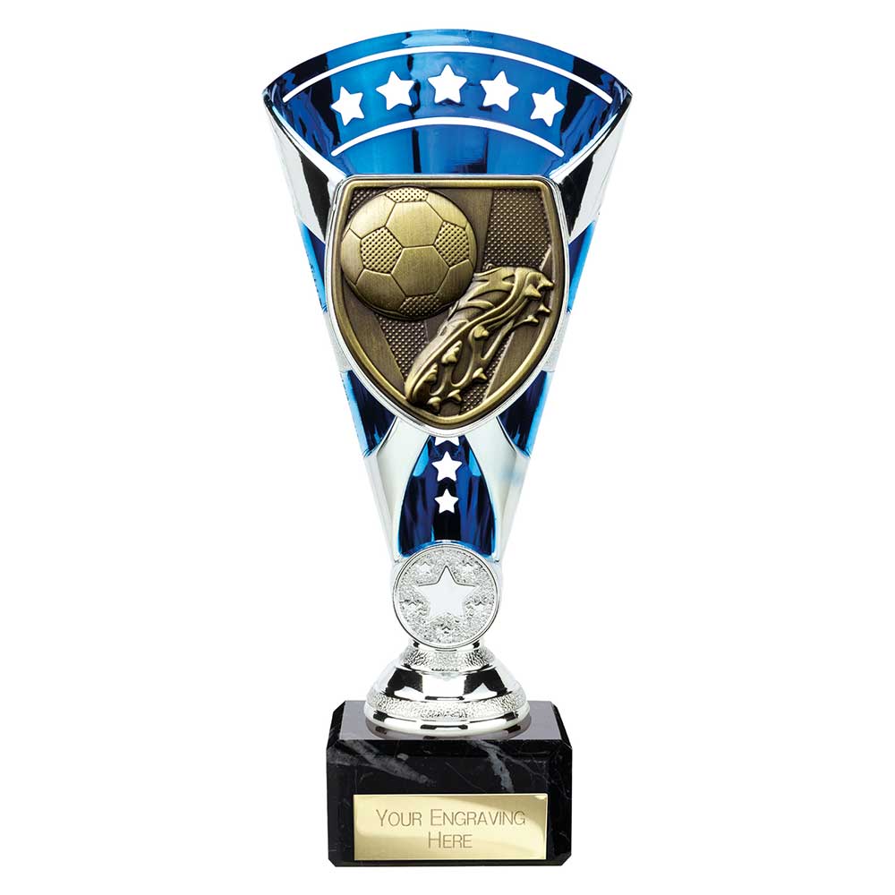 Cobra Trophy Cup Football Boot & Ball (Silver/Blue)