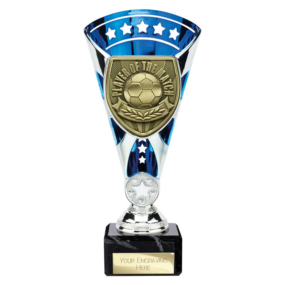 Cobra Football Trophy Cup Player of the Match (Silver/Blue)