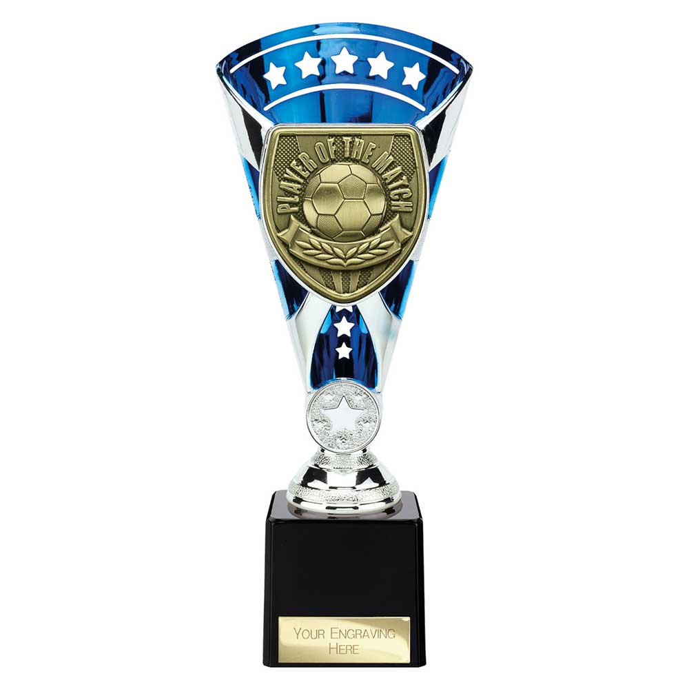 Cobra Football Trophy Cup Player of the Match (Silver/Blue)