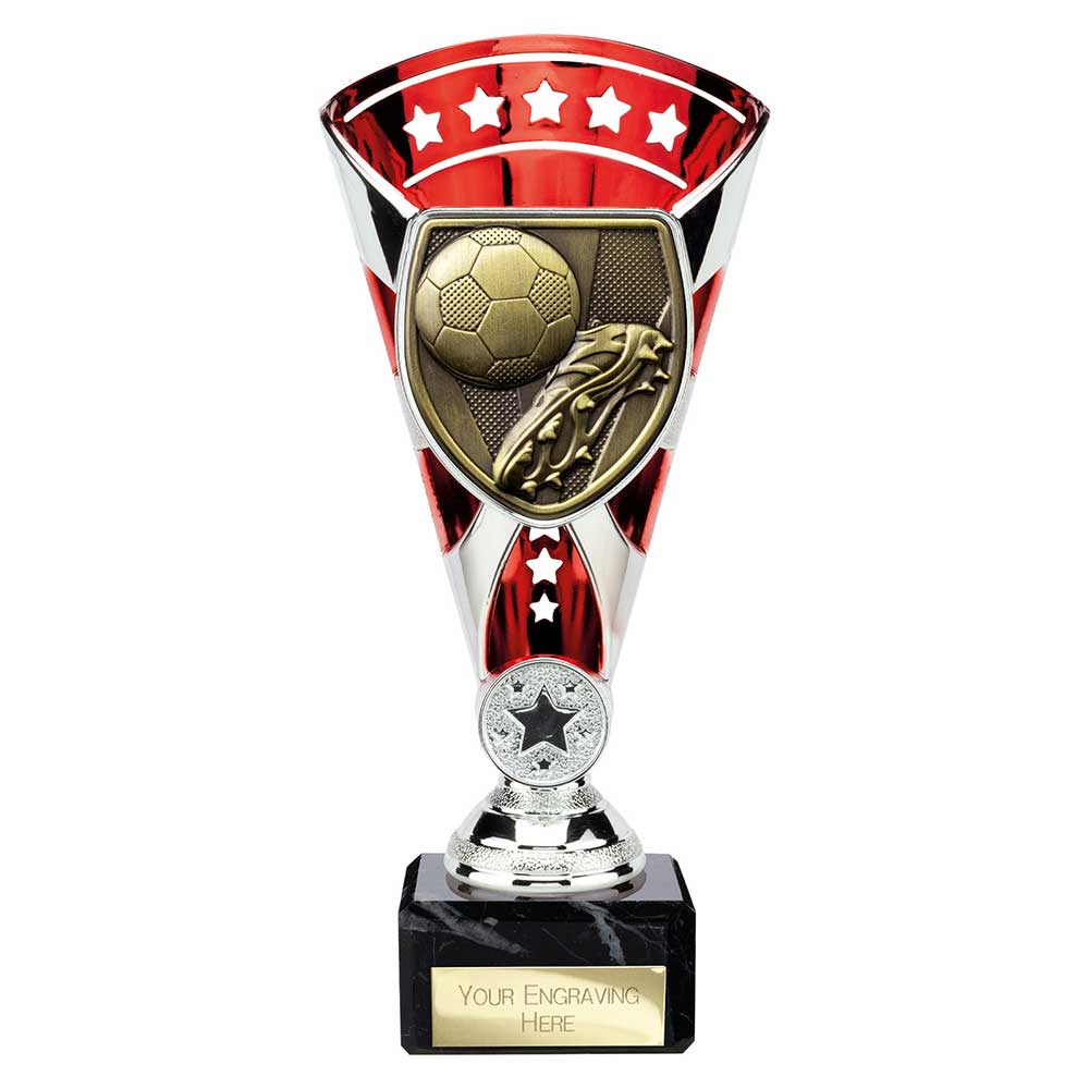 Cobra Trophy Cup Football Boot & Ball (Silver/Red)