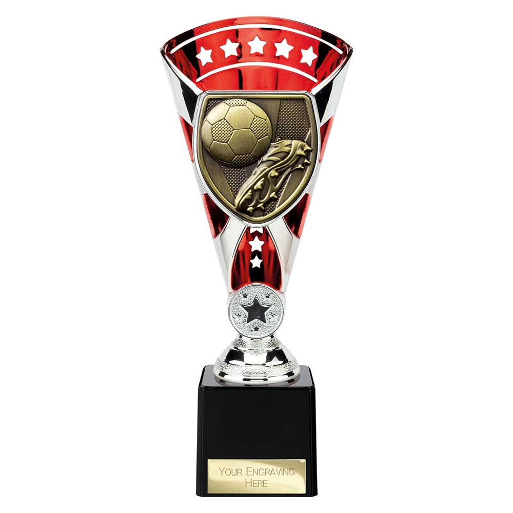 Cobra Trophy Cup Football Boot & Ball (Silver/Red)