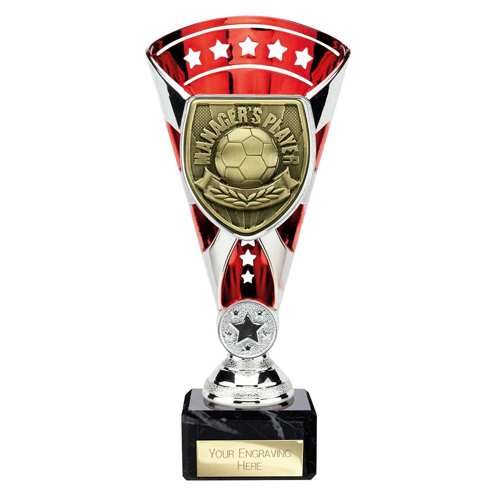 Cobra Football Trophy Cup Managers Player (Silver/Red)