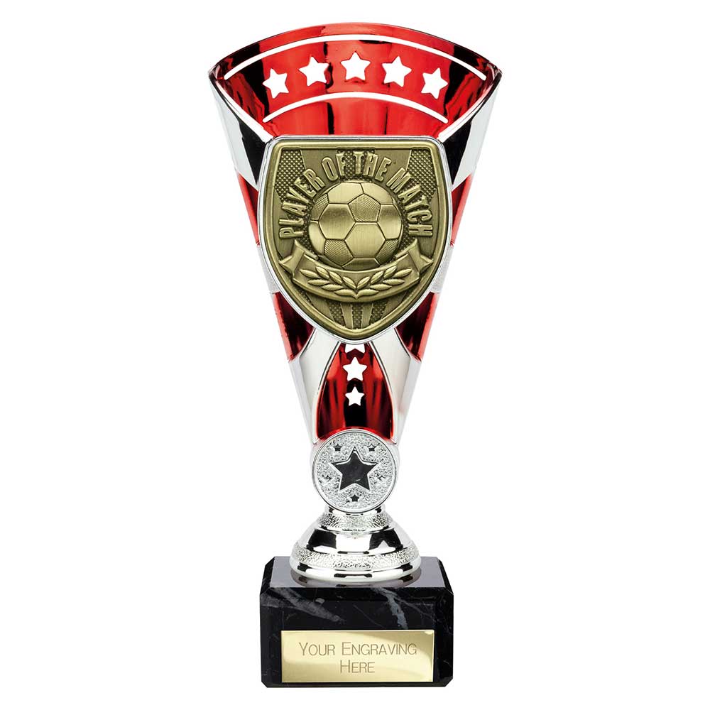 Cobra Football Trophy Cup Player of the Match (Silver/Red)