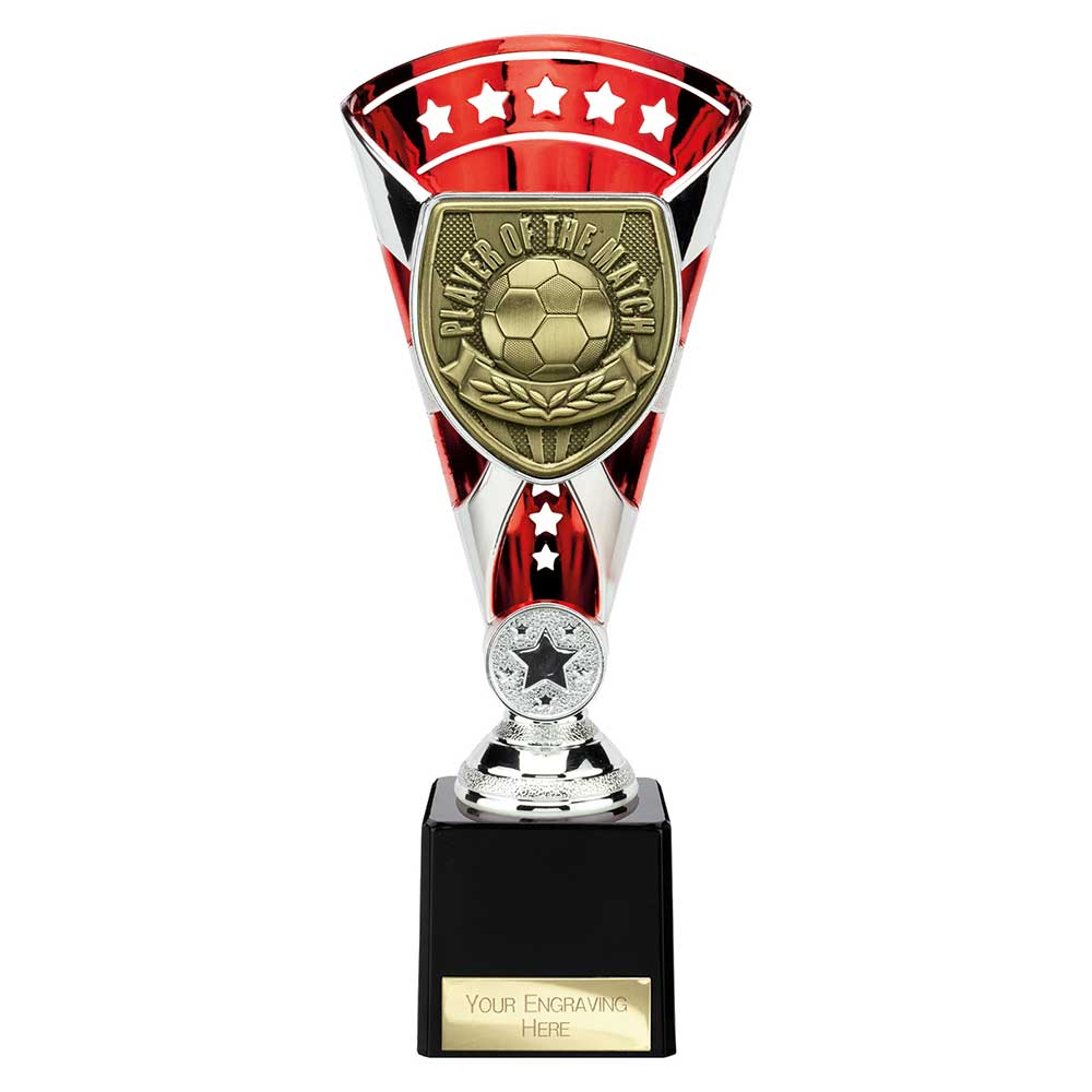 Cobra Football Trophy Cup Player of the Match (Silver/Red)