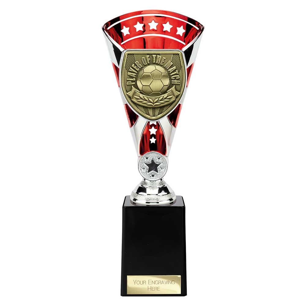 Cobra Football Trophy Cup Player of the Match (Silver/Red)