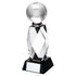 Glass Column And Football On Black Base Trophy - 7.75in (CLEARANCE)