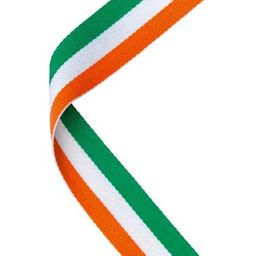 Green, White & Orange Medal Ribbon with Clip