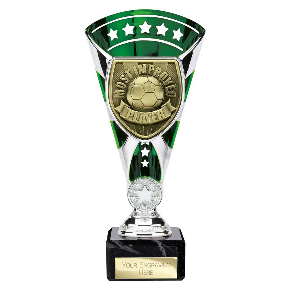 Cobra Football Trophy Cup Most Improved Player (Silver/Green)