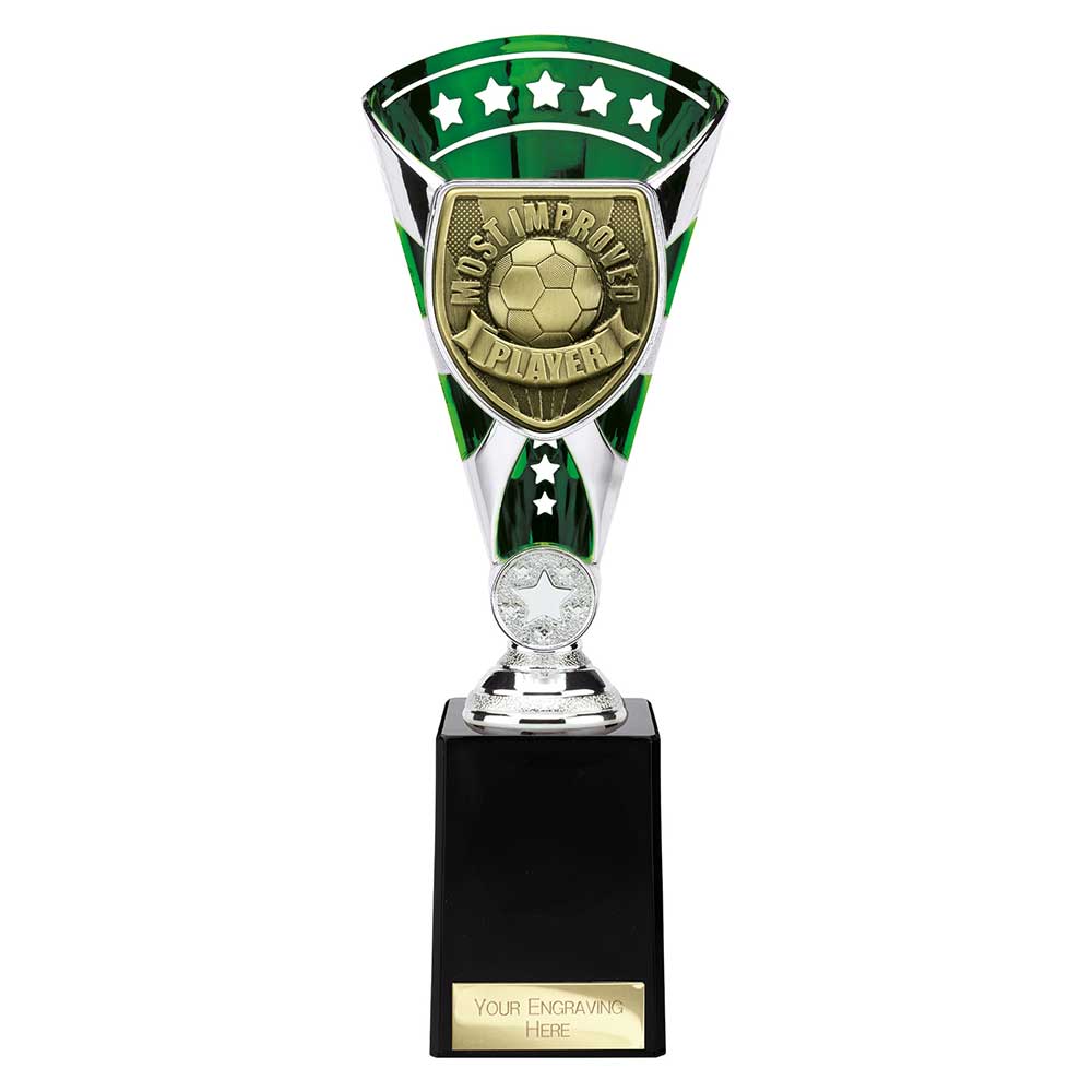 Cobra Football Trophy Cup Most Improved Player (Silver/Green)