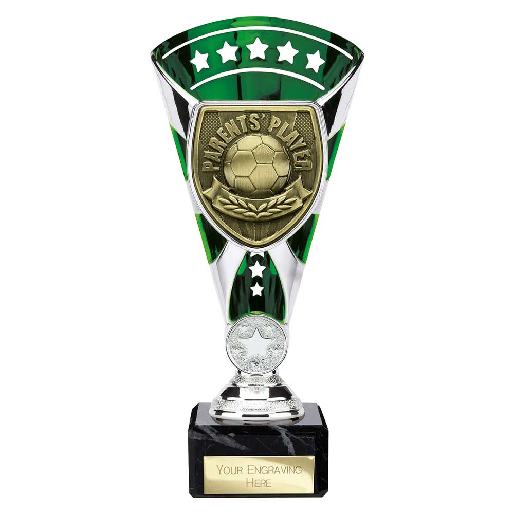 Cobra Football Trophy Cup Parents Player (Silver/Green)