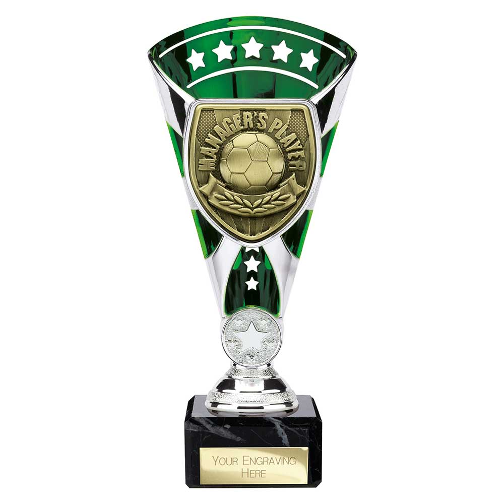 Cobra Football Trophy Cup Managers Player (Silver/Green)