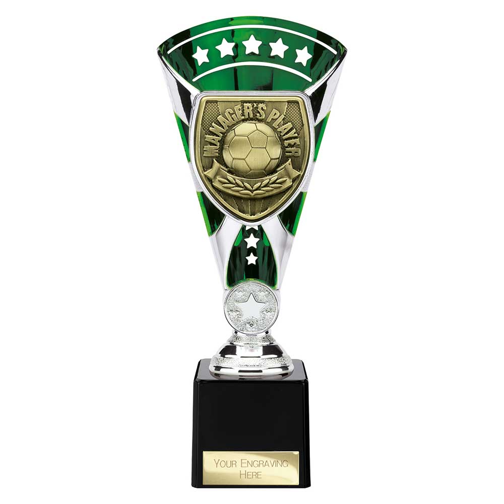 Cobra Football Trophy Cup Managers Player (Silver/Green)