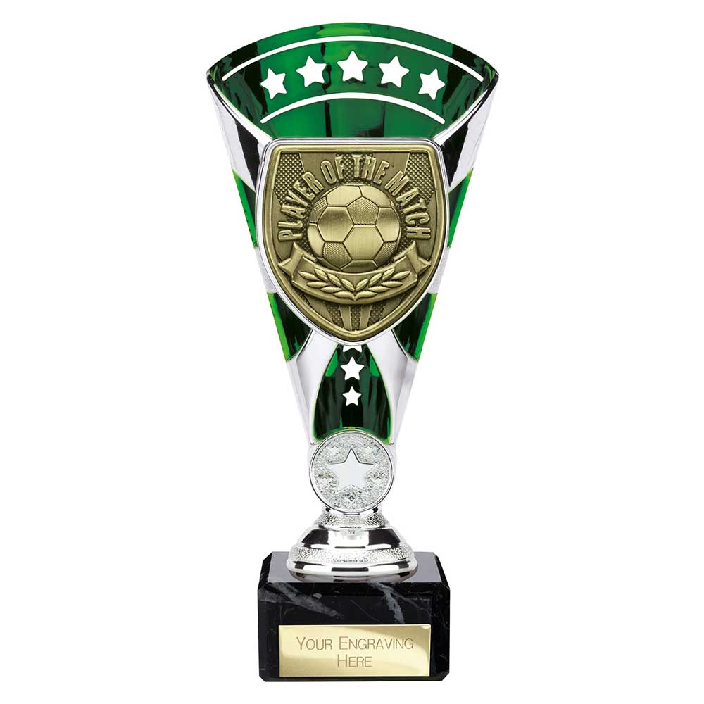 Cobra Football Trophy Cup Player of the Match (Silver/Green)