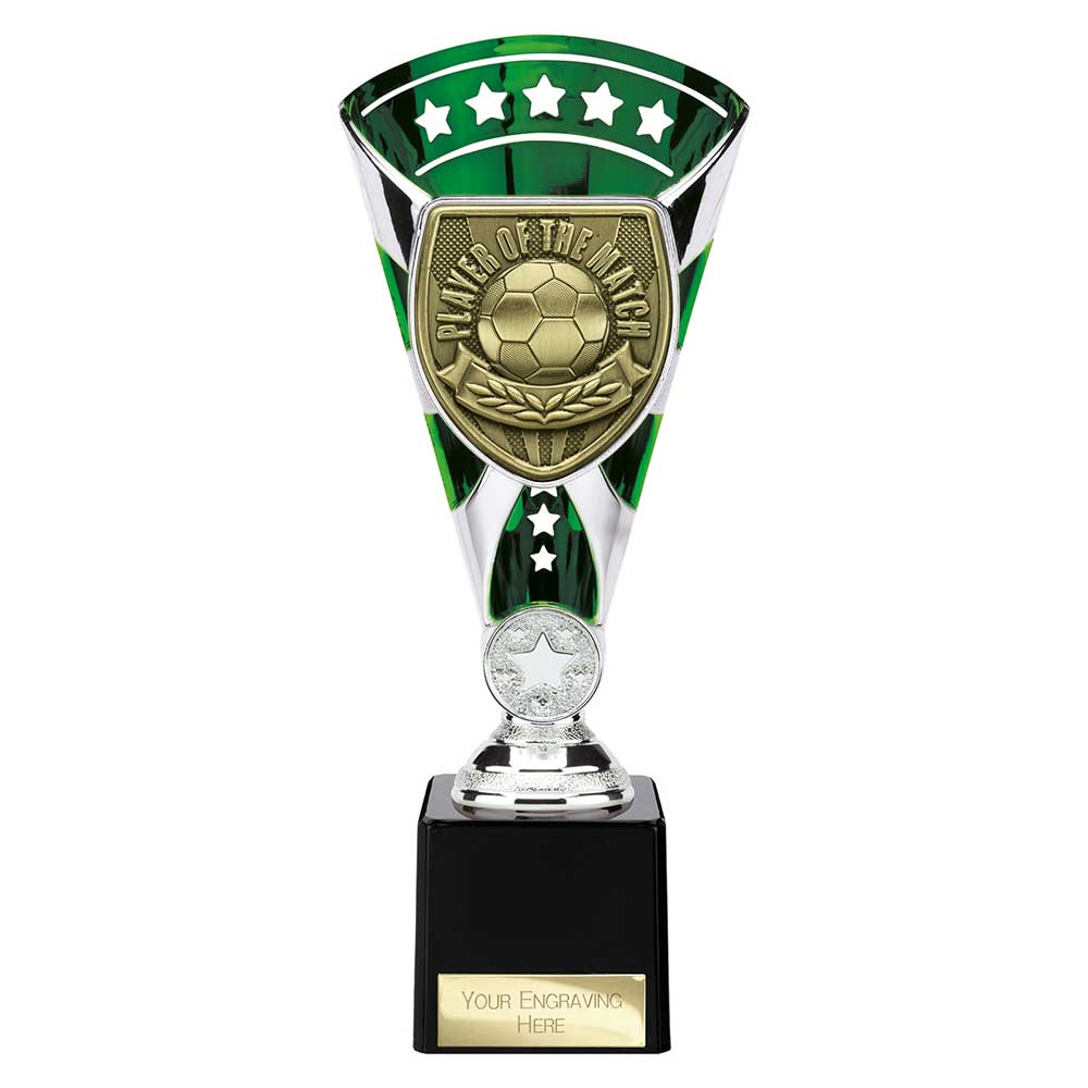 Cobra Football Trophy Cup Player of the Match (Silver/Green)