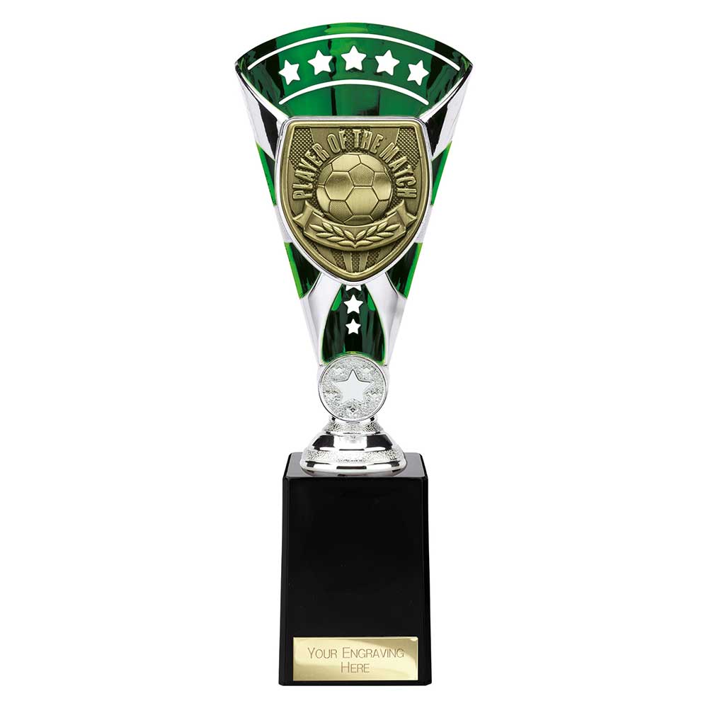 Cobra Football Trophy Cup Player of the Match (Silver/Green)