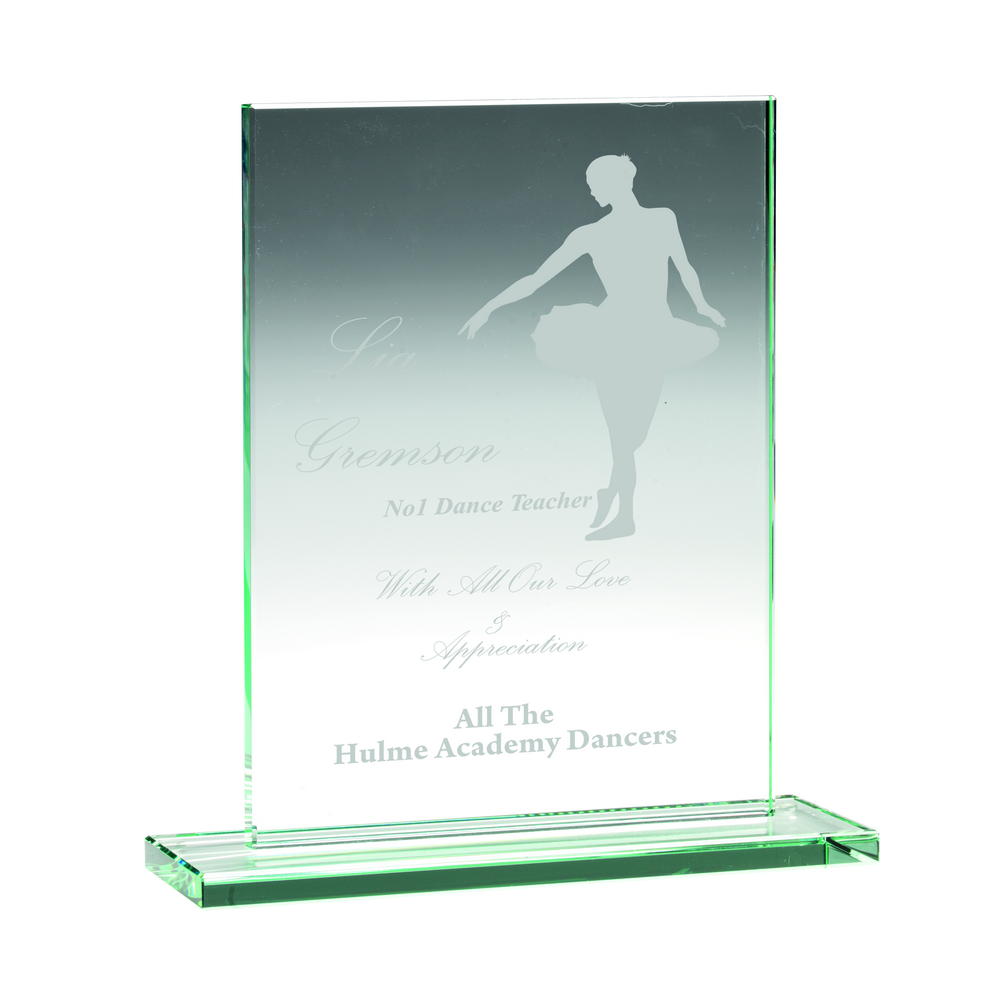 Engraved Jade Glass Rectangle Award Plaque (CLEARANCE)