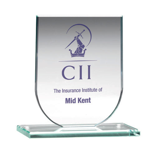 Personalised Jade Glass Shield Plaque Award