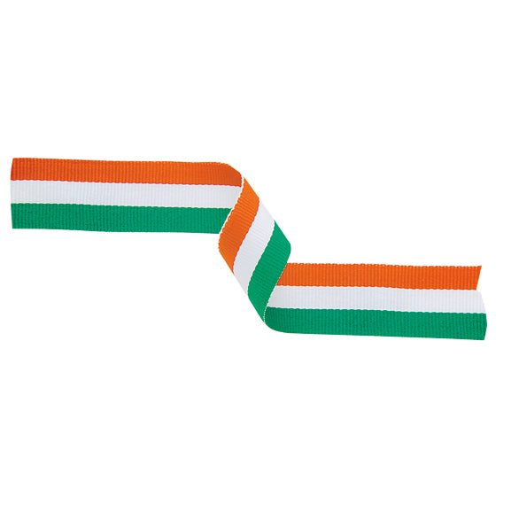 Green, White & Orange Medal Ribbon with Clip