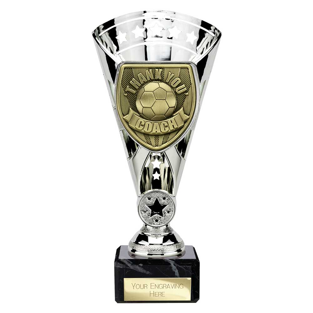 Cobra Football Trophy Cup Thank You Coach (Silver)