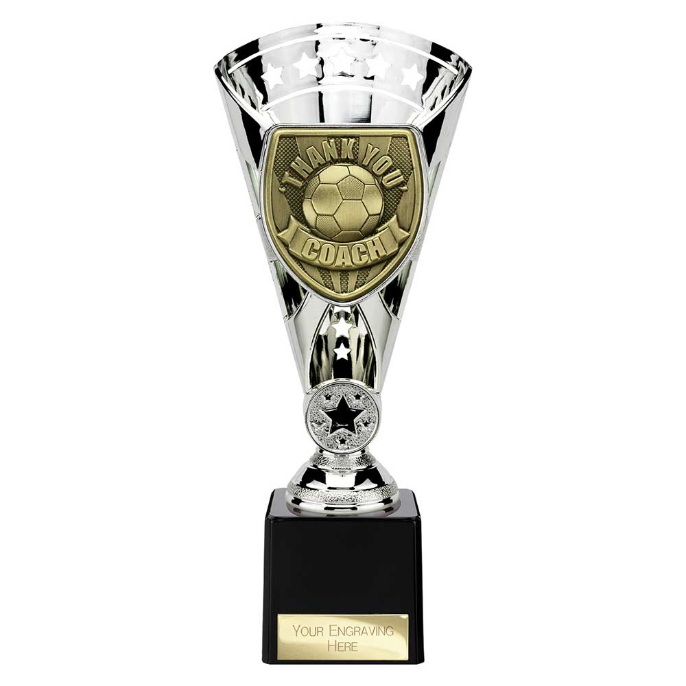 Cobra Football Trophy Cup Thank You Coach (Silver)