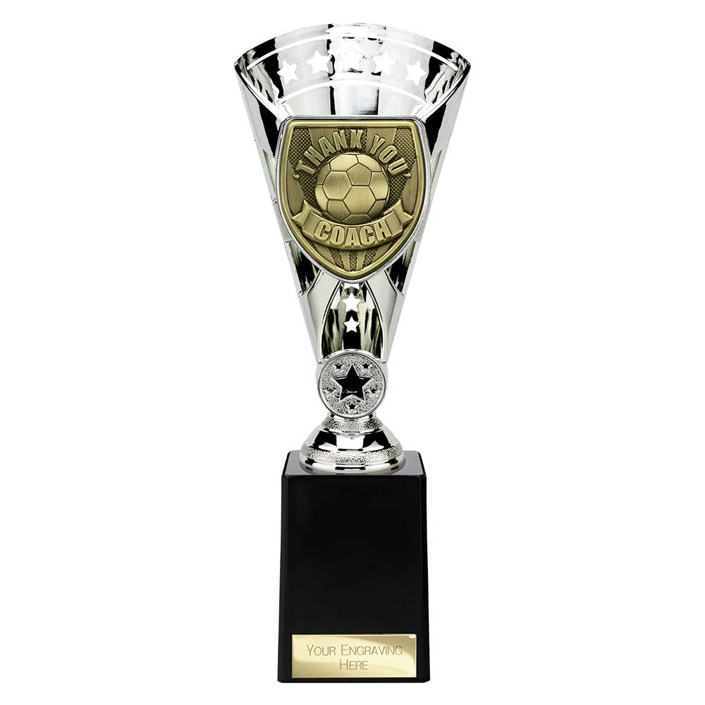 Cobra Football Trophy Cup Thank You Coach (Silver)