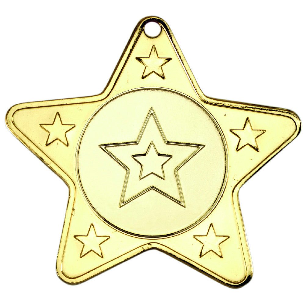 Star Shape Gold, Silver & Bronze Medals with Ribbon