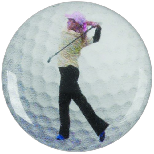 Female Golfer Swing Printed Medal Centre