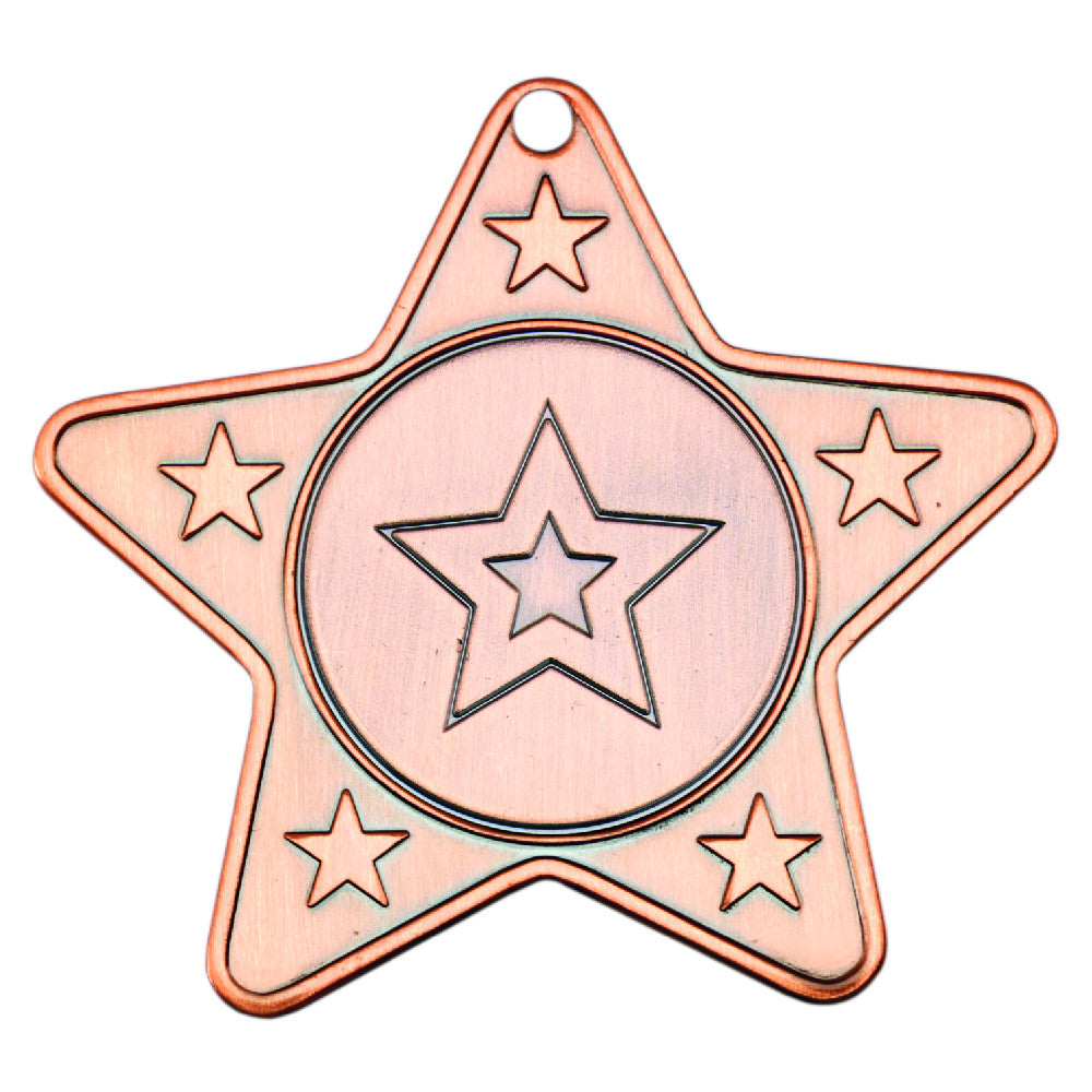 Star Shape Gold, Silver & Bronze Medals with Ribbon