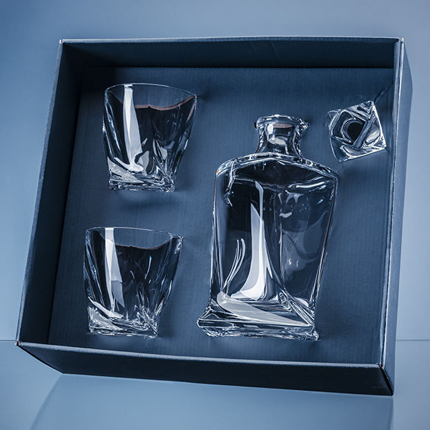 Personalised Lead Crystal Quatro Whisky Set with Gift Box