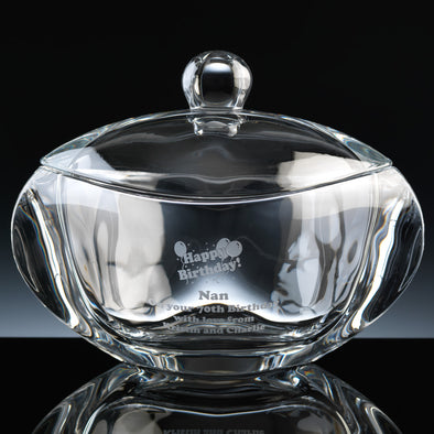 Covered Bon Bon Crystal Dish, Blue Box (available with engraving)