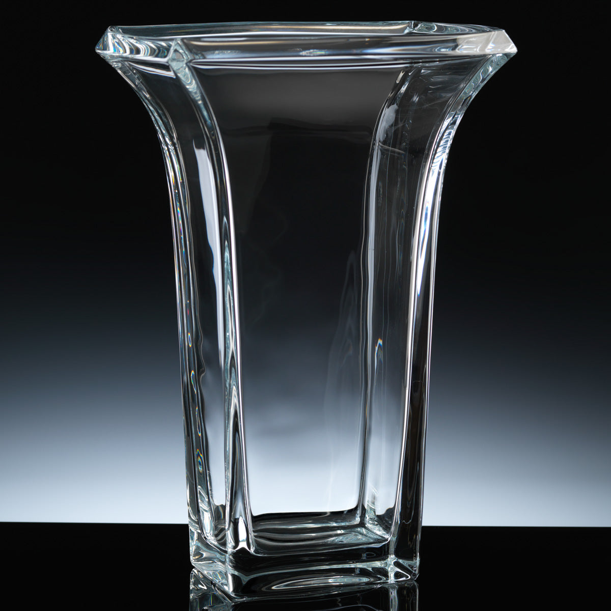 Bohemia Crystal Engraved 12" Rectangle Vase, Blue Box