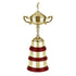 Gold Finish Cast Metal 14.75in Endurance Golf Cup - On 3 Tier Base