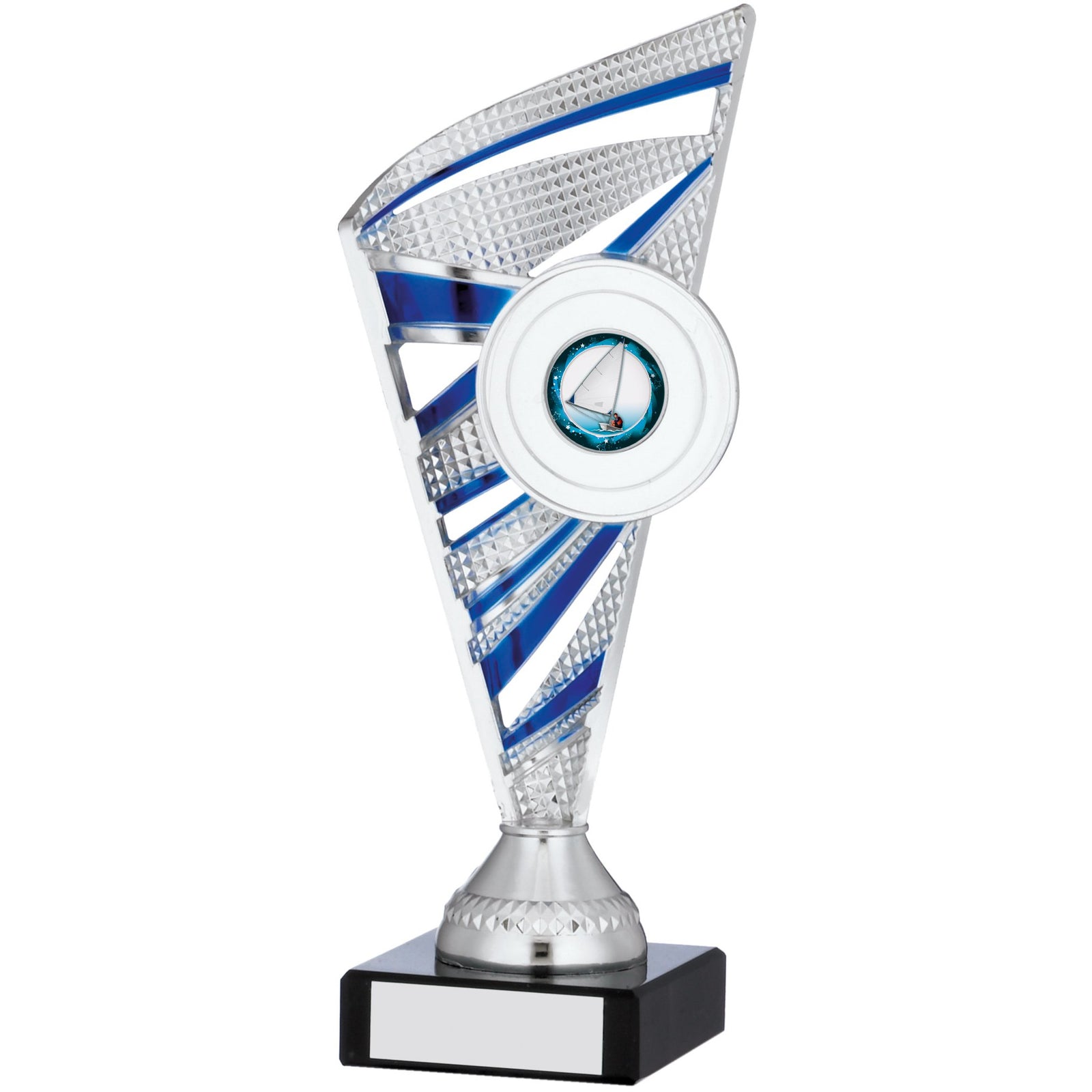 Silver And Blue Finned Trophy Cup