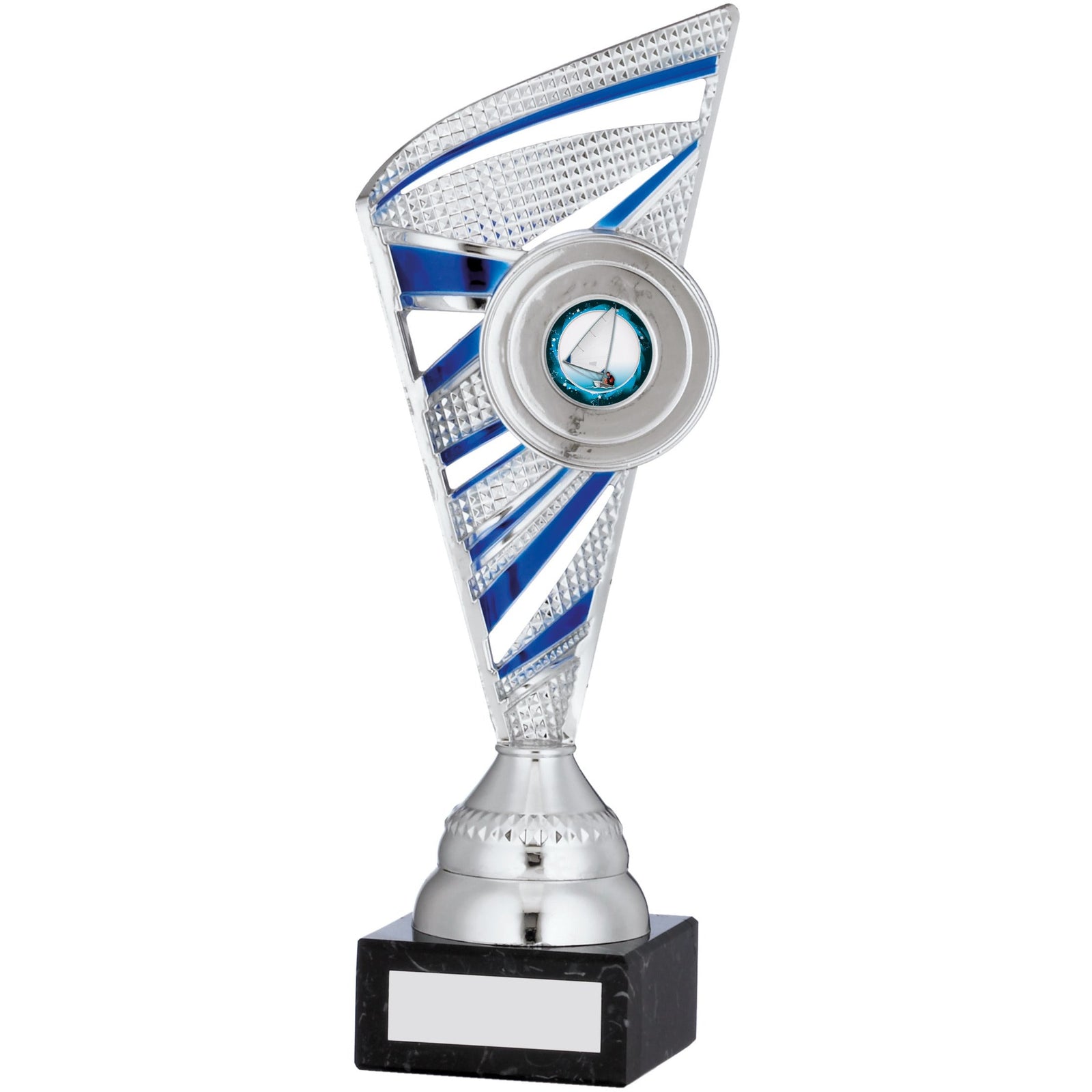 Silver And Blue Finned Trophy Cup