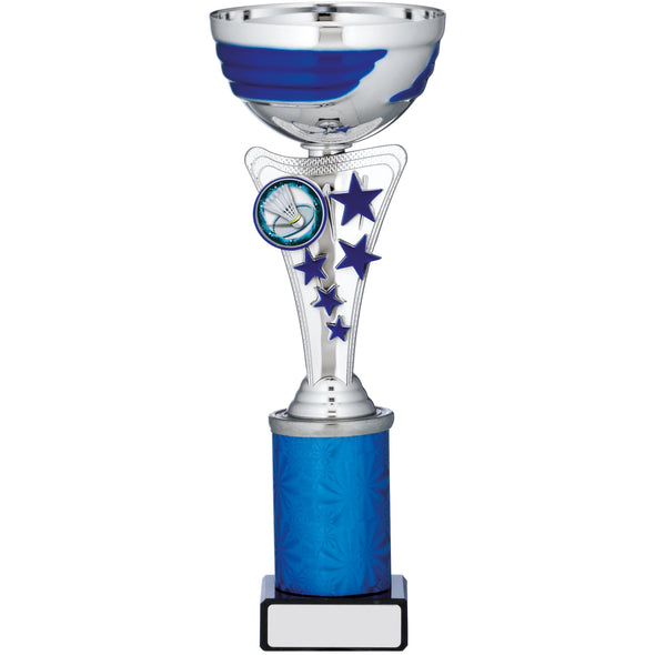 Silver And Blue Cup Trophy 25cm