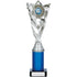 Silver and Blue Star Achiever Trophy on Tube Riser
