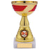 Gold Cup with Red Highlights on White Marble Base