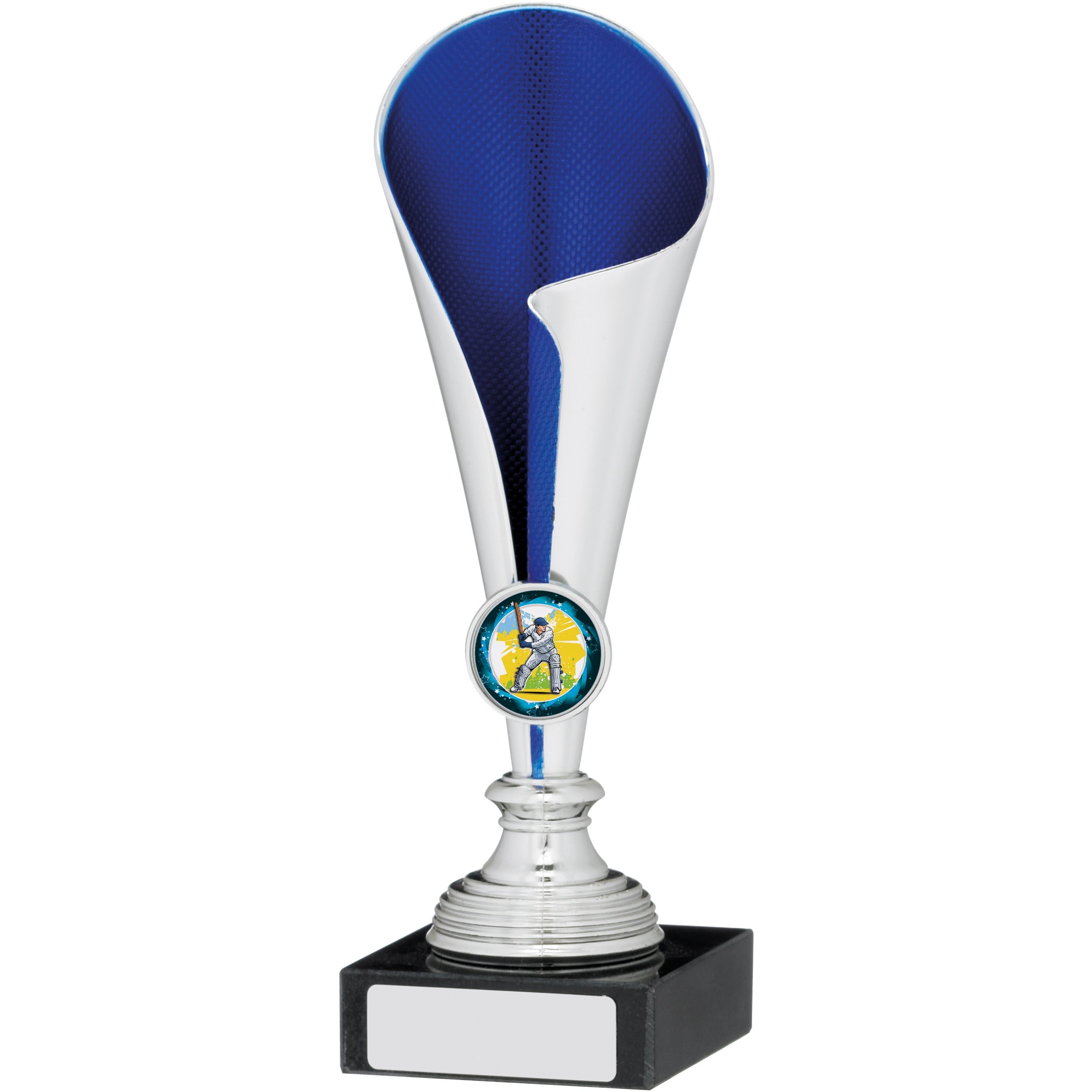 Silver Cone Trophy Cup with Blue Inner