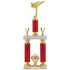 Gold Eagle Karate Kick with Red Tube Column Trophy