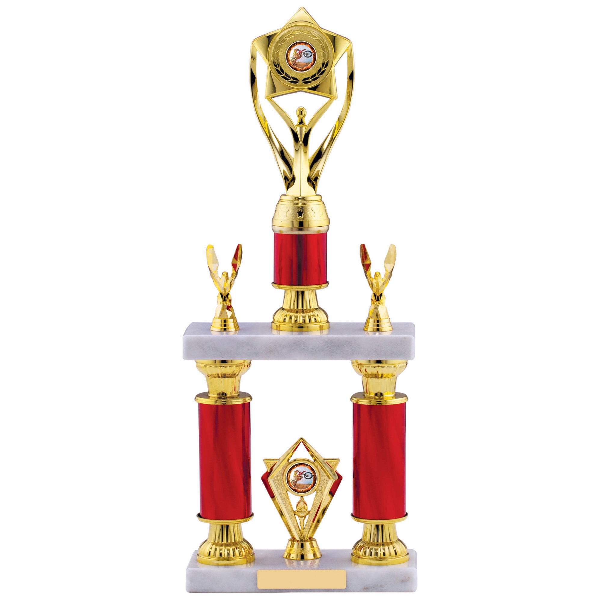 Two-Tier Retro Red Tube Column Trophy