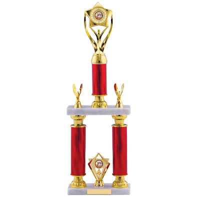 19.25" Two-Tier Retro Red Tube Column Trophy