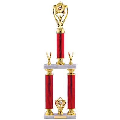 22" Two-Tier Retro Red Tube Column Trophy